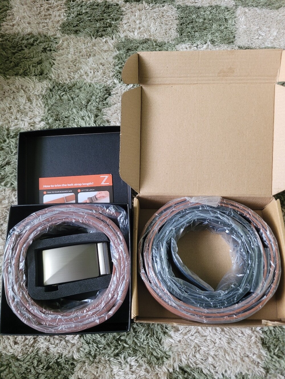 Brown And Black Belts and Metal Buckle Set